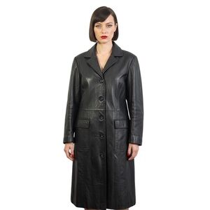 BLACK LEATHER TRENCH COAT PLUS SIZE WOMENS